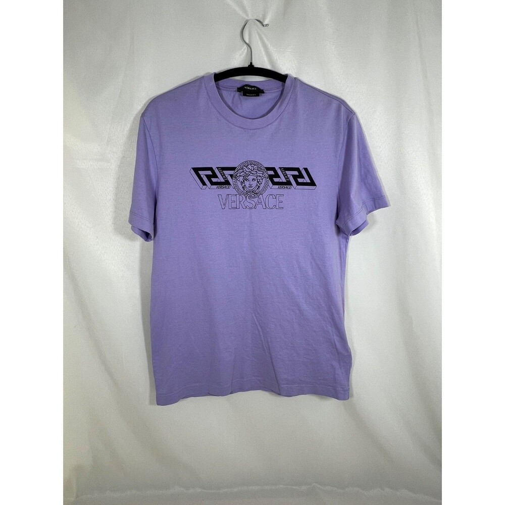 Versace Purple Medusa Monogram Printed T-Shirt Men's Size M